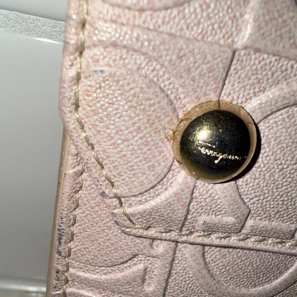 Salvatore Ferragamo Gancini continental  Pink Embossed wallet